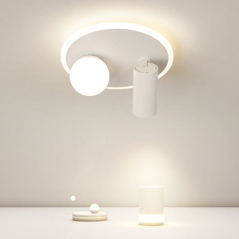 Modern Metal Ceiling Light White Globe Flush Mount Lighting for Home