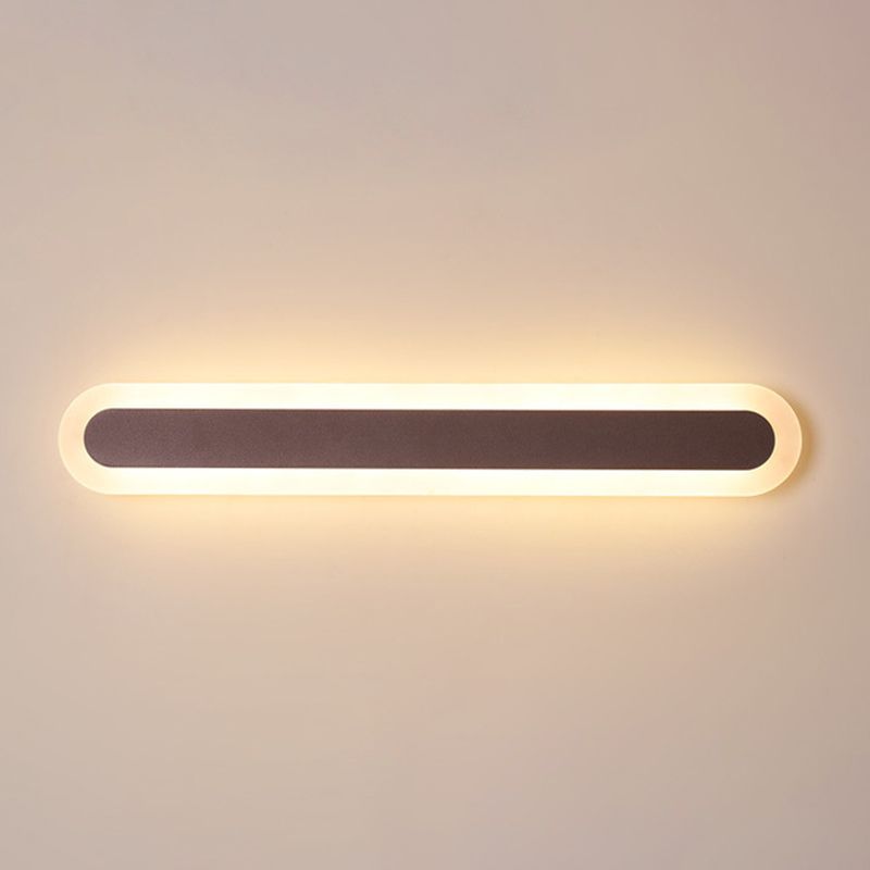 Linear Wall Light Fixture Modern Metal Single Light LED Mirror Light for Bathroom in Brown