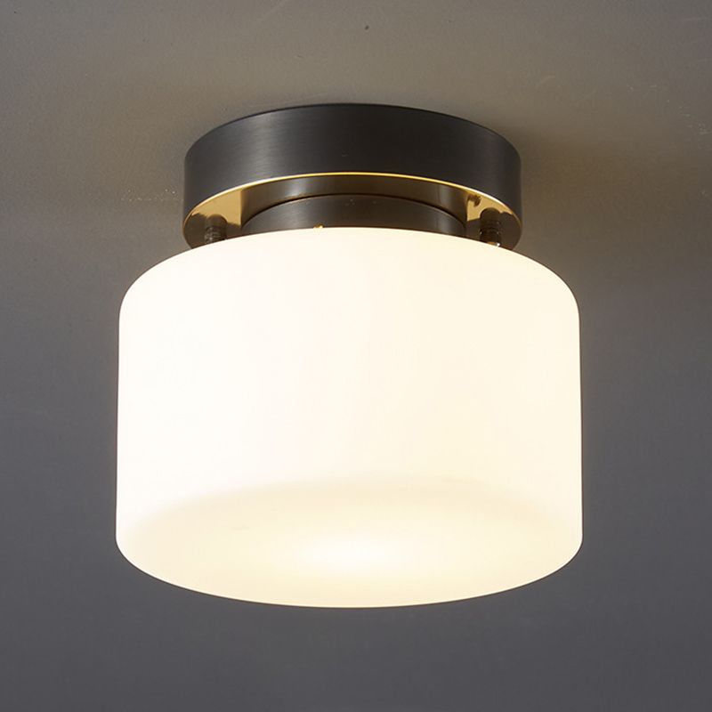 Contemporary Ceiling Lighting Drum Flush Mount Fixture with Glass for Vestibule