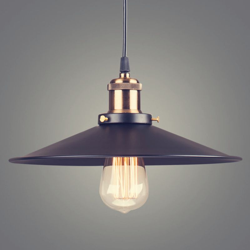 Metal Black Pendant Lighting Fixture Saucer Industrial Style Hanging Pendant Light