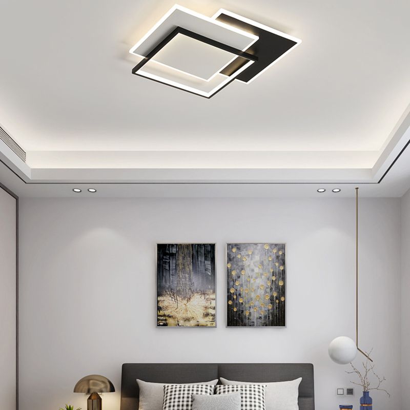 Multiple-Light Rectangular Flush Mount Lighting Modern Metal Ceiling Lighting