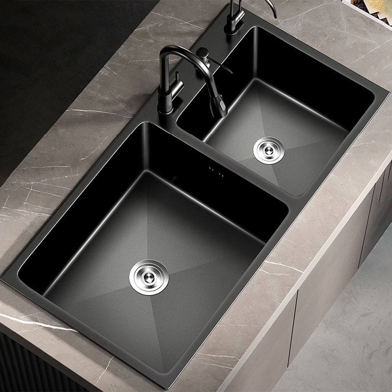 Stainless Steel Double Basin Sink Drop-In Kitchen Sink with Drain Assembly