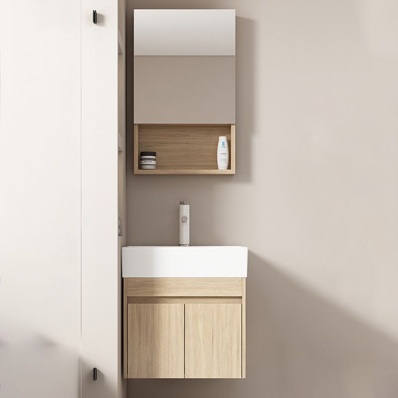 Basic Wooden Sink Vanity Wall-Mounted Vanity Cabinet with Mirror Cabinet