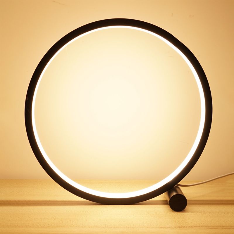 Circle Night Table Lamp Modern Style Metal 1 Light Nightstand Lamp