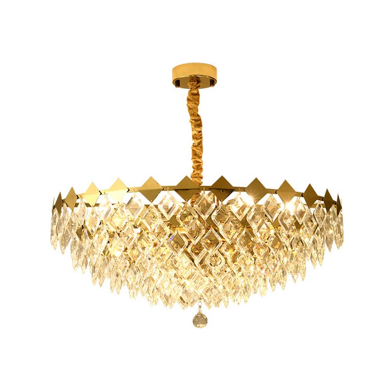 Crystal Bowl Ceiling Light Fixture Postmodern 6 Lights Gold Chandelier Light for Living Room