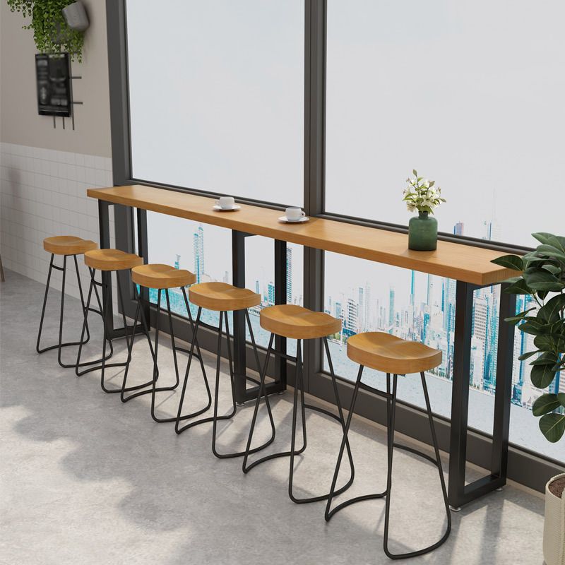 Solid Wood Bar Table Industrial Bar Dining Table with 3 Legs in Black