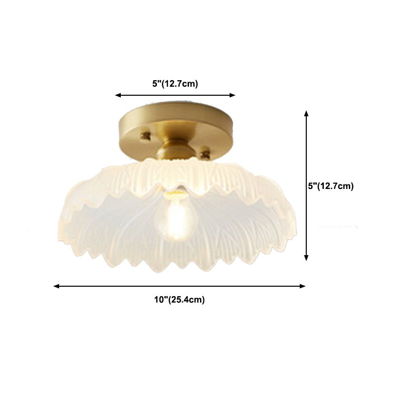 Golden Single Flush Mount Lighting Modernism Glass Shaded Ceiling Light