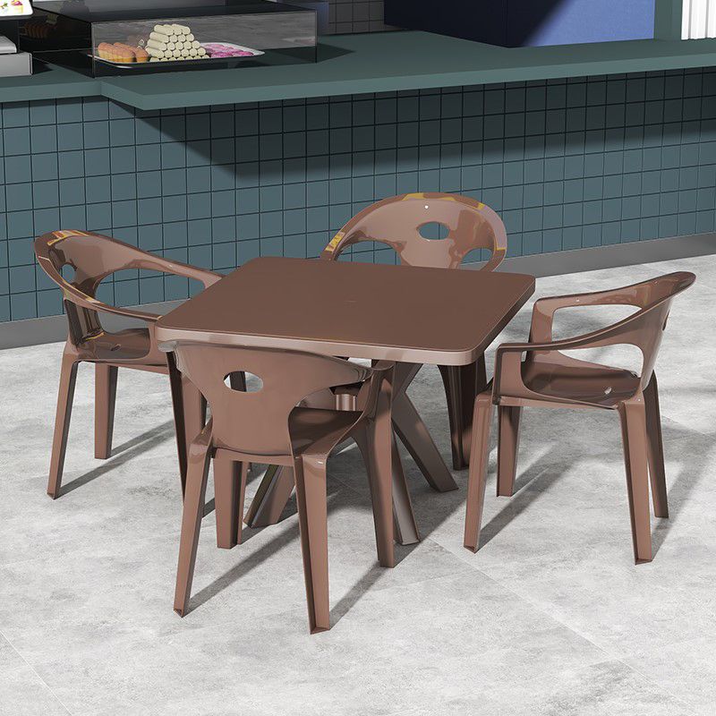 Modern Water Resistant Dining Table Plastic Square Patio Table