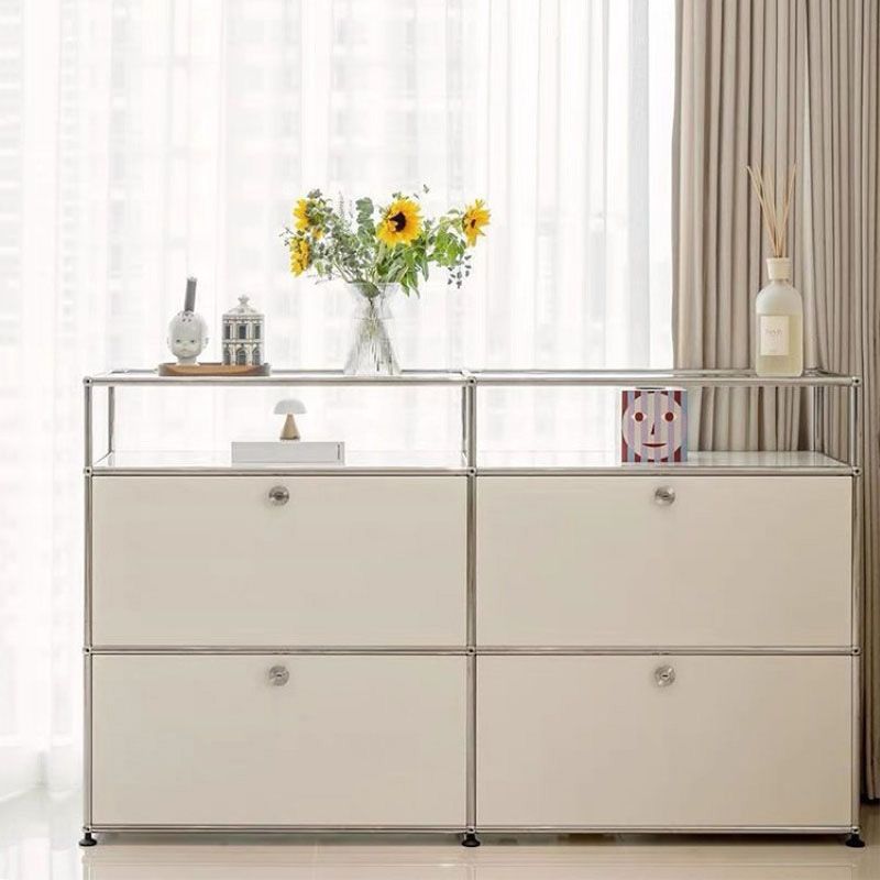 Modern Style White Sideboard Engineered Wood Sideboard for Living Room