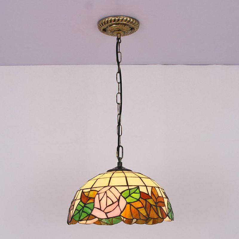 Tazón de arte artesanal de arte de vidrio Costilería Tiffany Drop colgante con 1 luz
