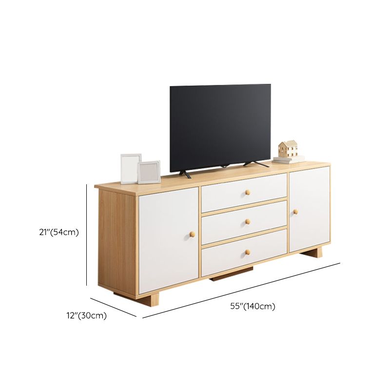 Wooden TV Media Console Scandinavian TV Stand Console for Living Room