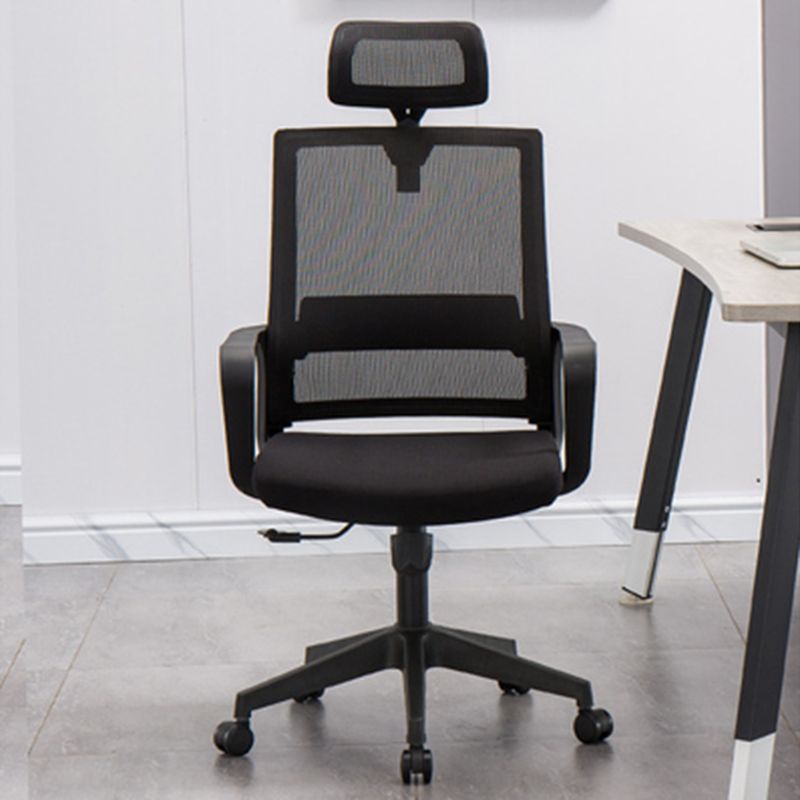 Fixed Arms Black Swivel Chair Mid-back Chair Soft Executive Office Chair