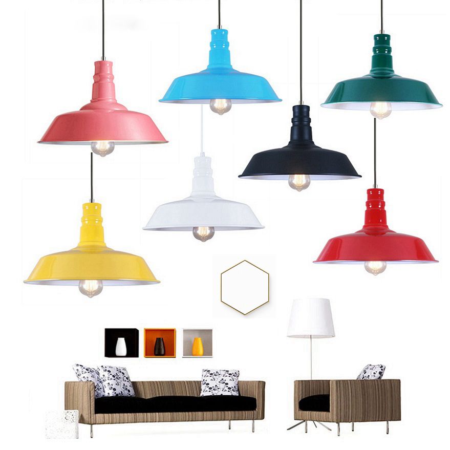 1 Light Barn Ceiling Pendant Macaroon Style Metal Hanging Light for Restaurant