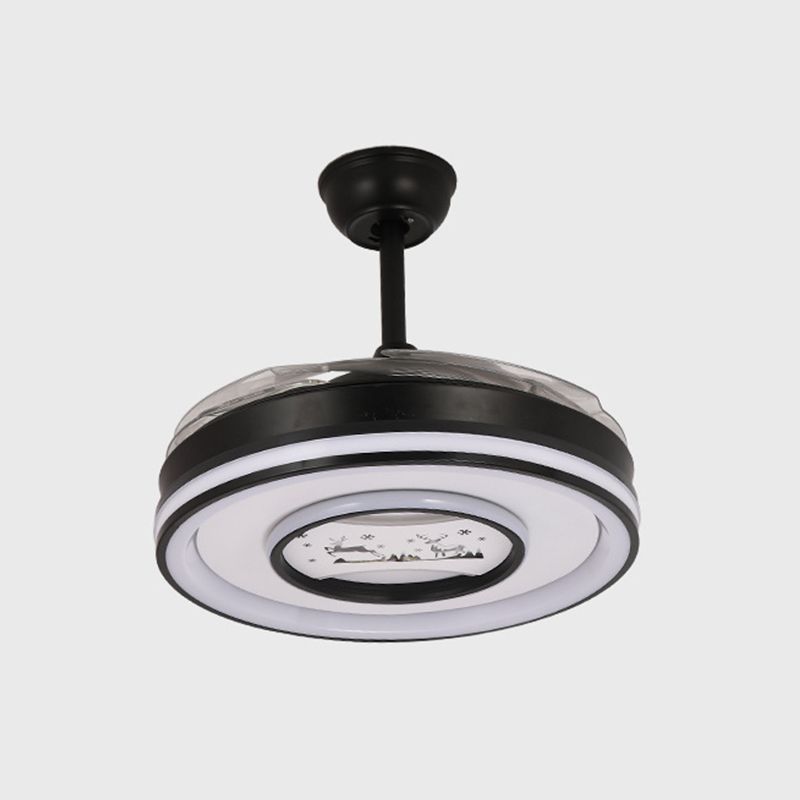 Dark Black LED Fan Ceiling Light Iron and Acrylic Modern Ceiling Fan Lighting