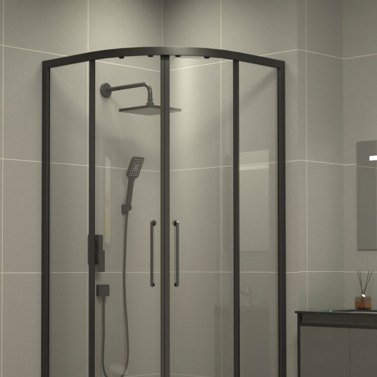 Linear Sliding Shower Enclosure Metal Semi-Frameless Shower Enclosure