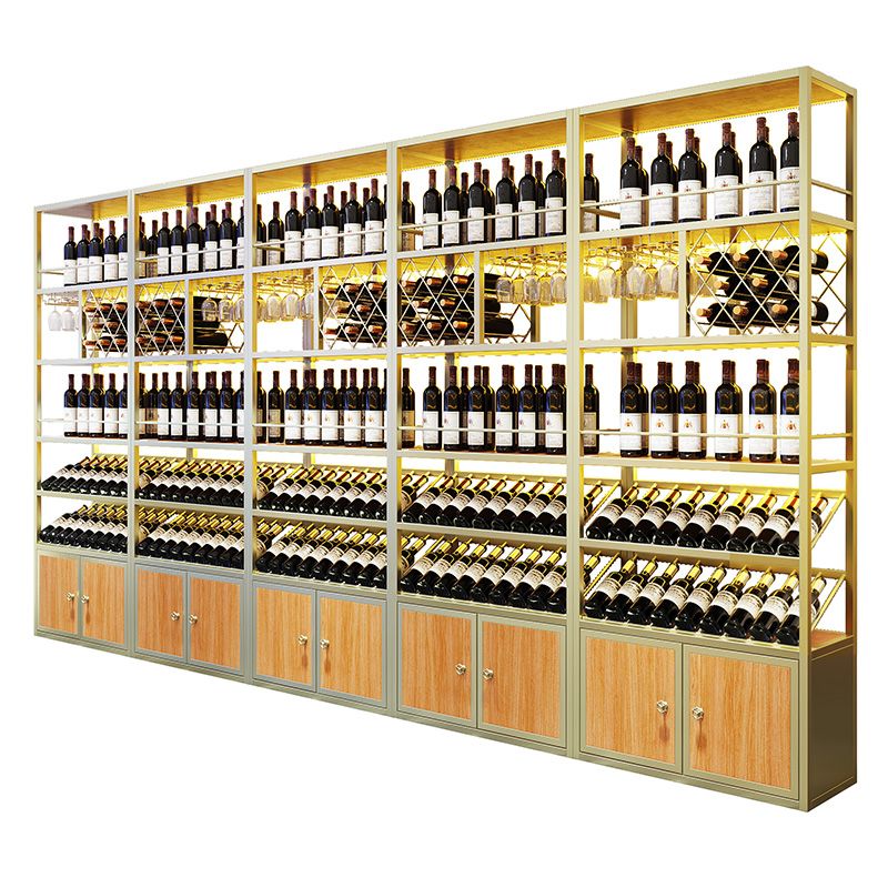 Modern Floor Wine Bottle & Glass Rack Metal Stackable Wine Rack