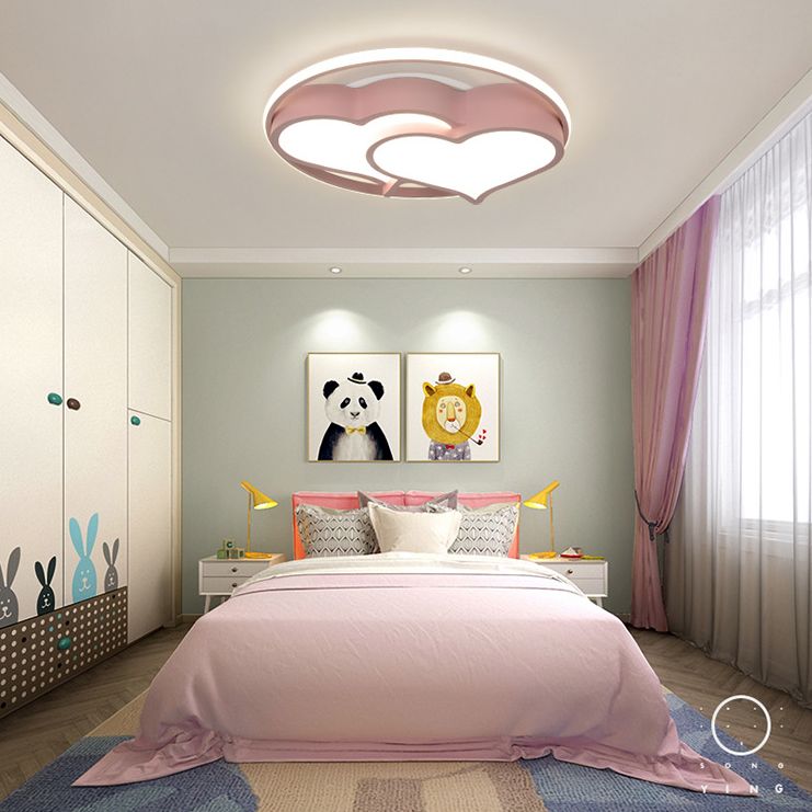 Heart Flush Mount Ceiling Light 1 Light Metal Kids Flush Mount Ceiling Light for Bedroom