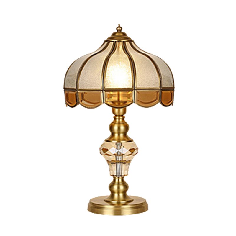 1 Light Nightstand Light Colonial Cone/Bell/Dome Crystal Night Table Lamp in Gold for Bedroom