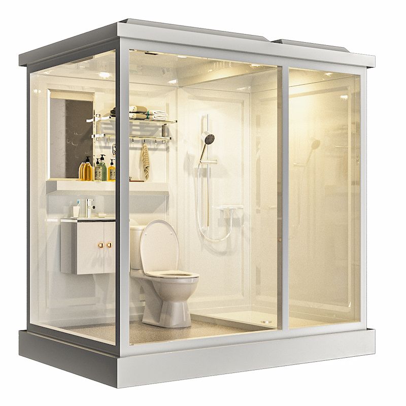 Contemporary Shower Enclosure Frosted Rectangle Shower Enclosure in White