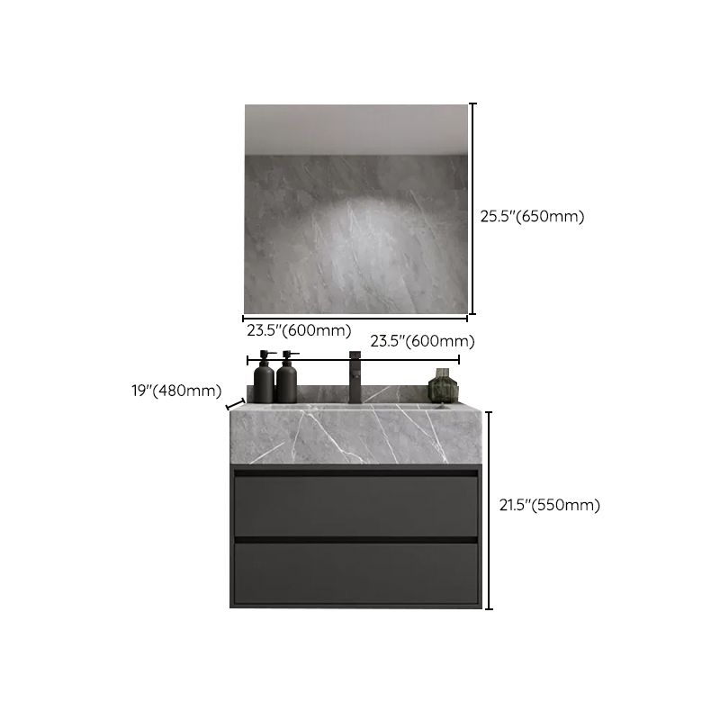 Modern Bathroom Sink Vanity Wall Mount Vanity Set with Mirror