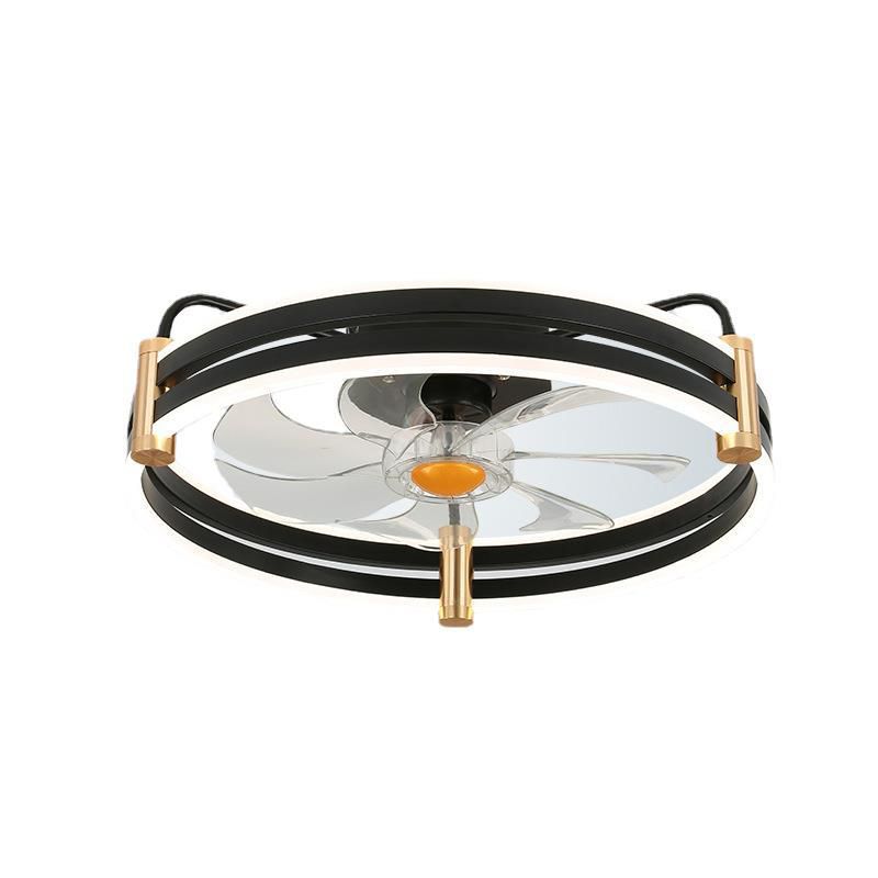 Simple Loop Shaped Fan Lamp Acrylic Bedroom Semi Flush Mount LED Light