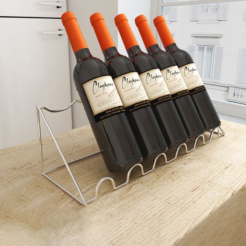 Contemporary Metal Wine Rack Bottle Tabletop Or Countertop Free-Stand Bottle Holder