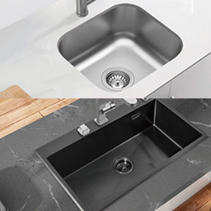 Modern Kitchen Sink Stainless Steel with Basket Strainer and Drain Assembly Sink Only