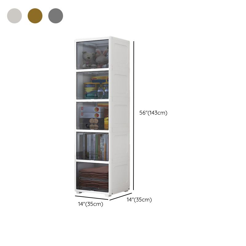 Contemporary Plastic Book Shelf with Closed Back Standard with Doors