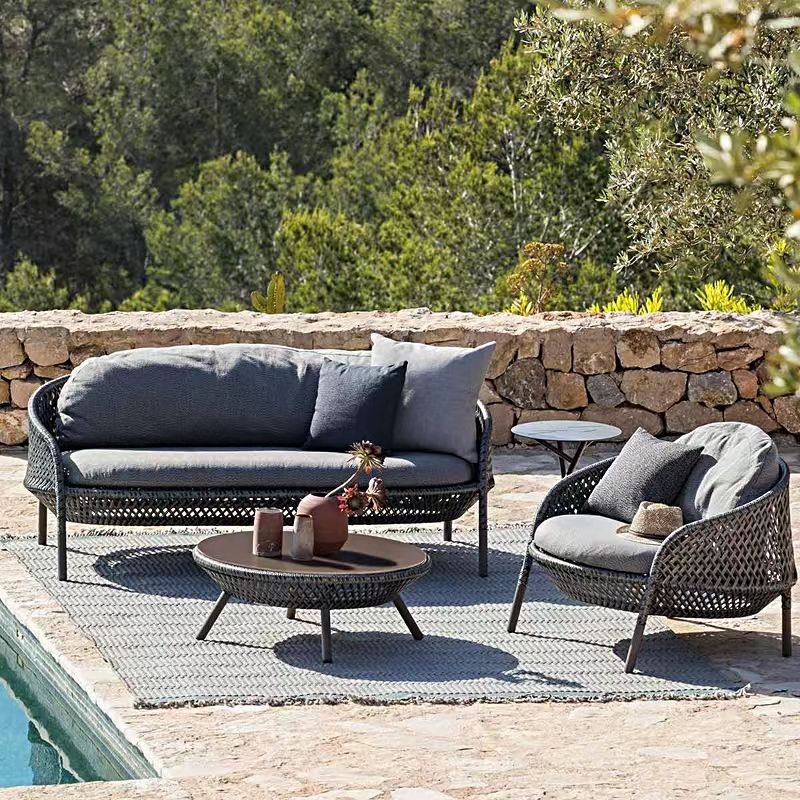 Contemporary Patio Sofa Water Resistant Cushions Outdoor Patio Sofa