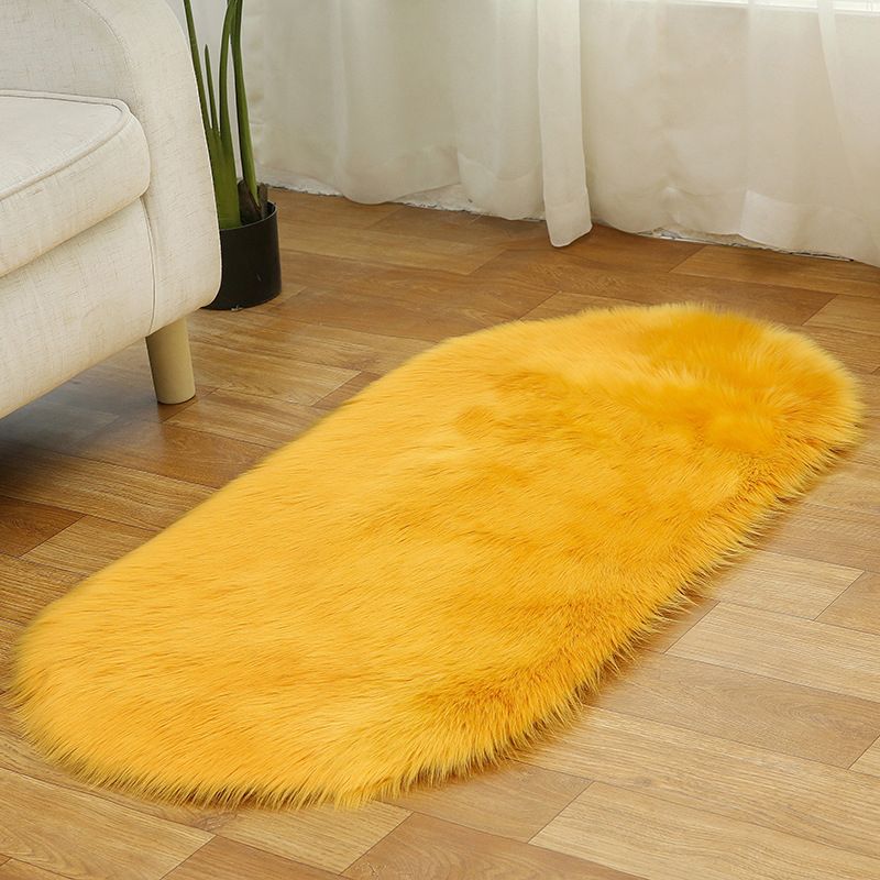 Multi Colored Plain Rug Faux Fur Minimalist Carpet Non-Slip Pet Friendly Stain Resistant Rug for Sitting Room