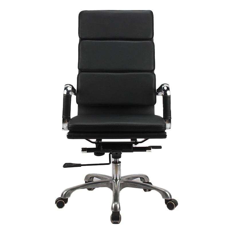 Modern Office Chair Fixed Arms Leather No Distressing Desk Chair with Wheels