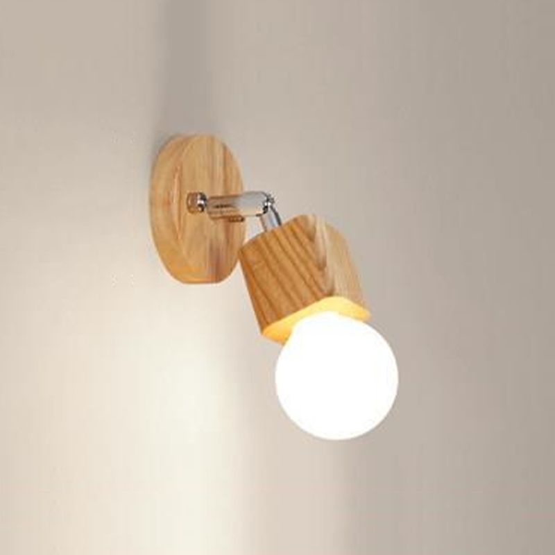 Nordic Style Wooden Vanity Light Geometry Shape Vanity Lamp for Shower Room