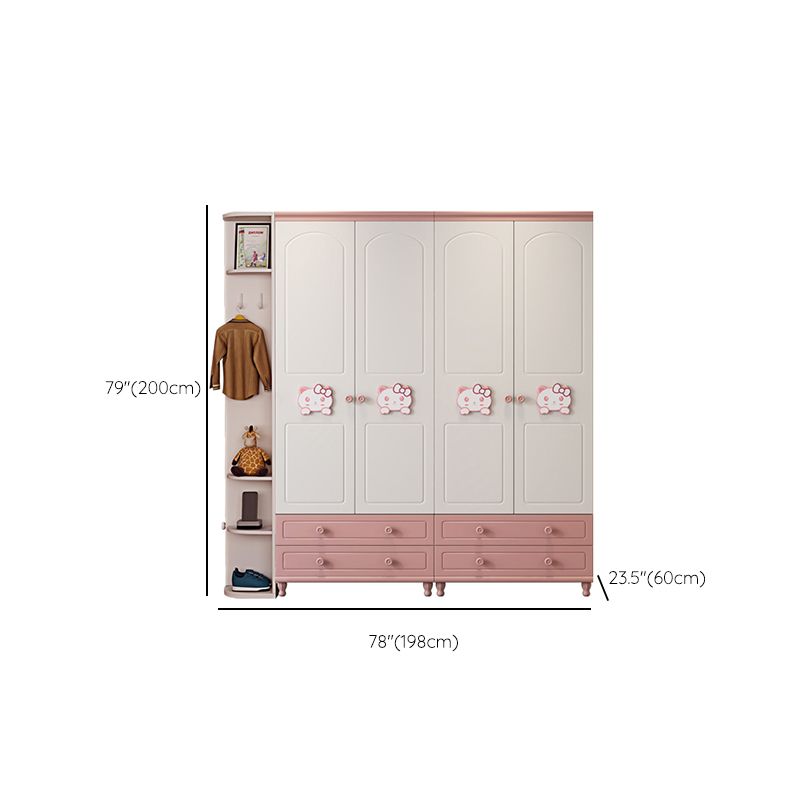 Modern Style Kids Closet Manufactured Wood Bedroom Youth Armoire with Drawers