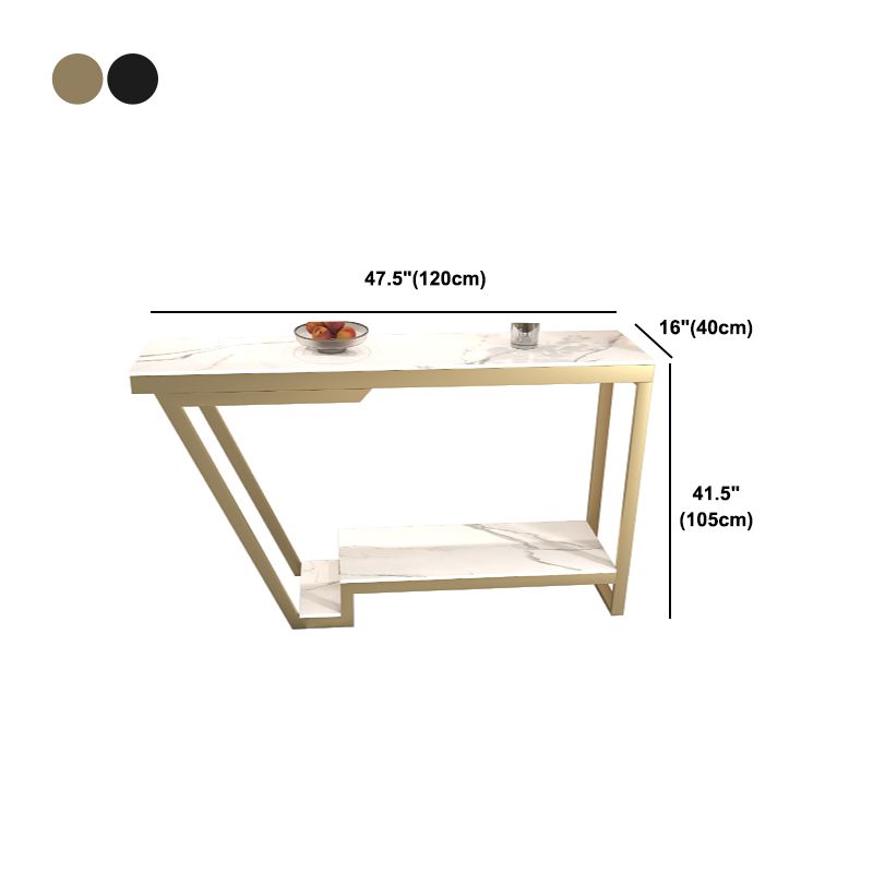 Stone Bar Dining Table Modern Rectangle Bar Table with Trestle for Living Room