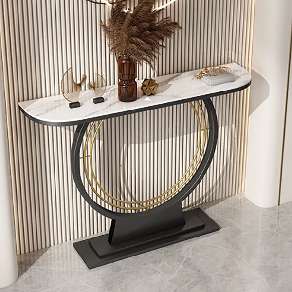 Glam Scratch Resistant Stain Resistant Half Moon Slate Console Table