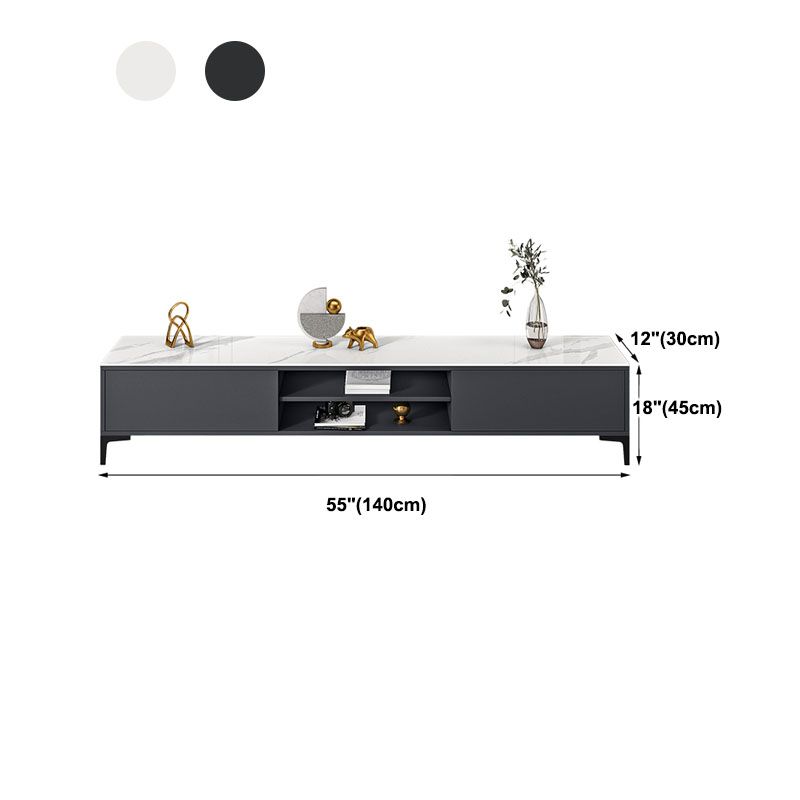 Glam TV Media Console 2 Doors Glass Top Media Console TV Stand