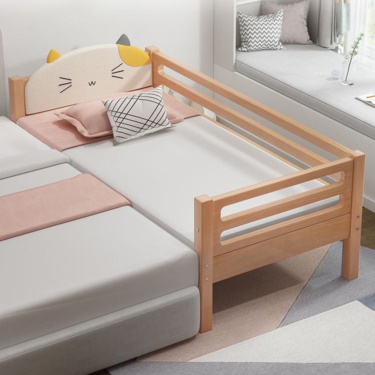 Nordic Style Solid Beech Nursery Bed with Mattress and Guardrail