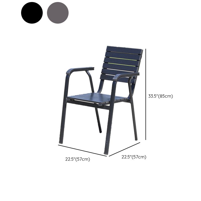 Modern Outdoor Bistro Chairs Wood With Arm Metal Dining Chairs