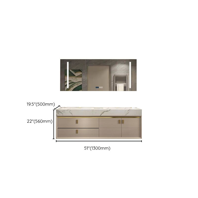 Glam Vanity Set Quartz Top Standalone Cabinet and Mirror Space Saver Vanity