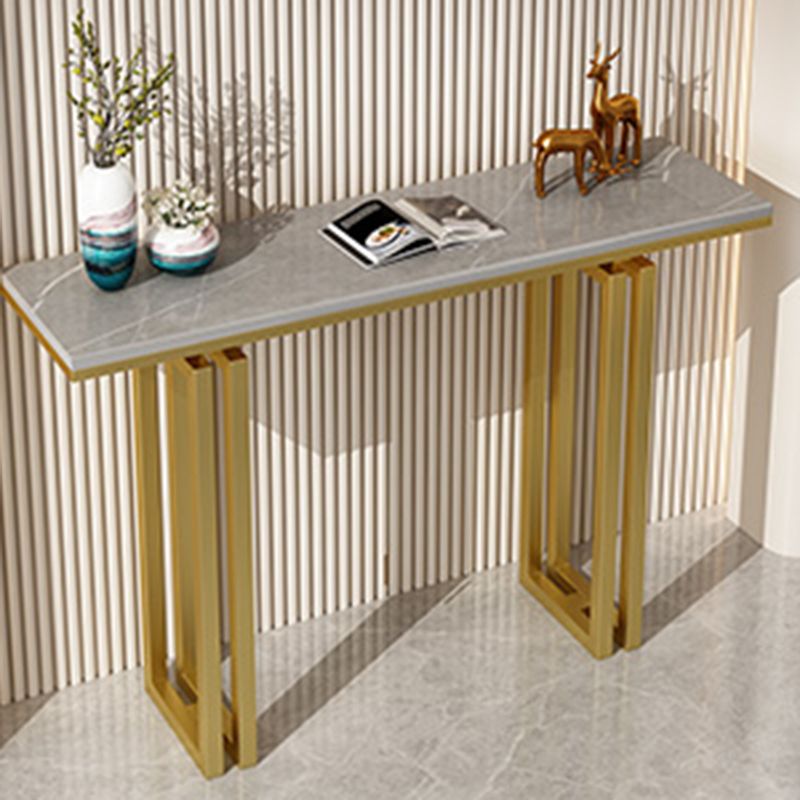 Glam Rectangle Slate Console Table Scratch Resistant 4 Legs Stain Resistant Console