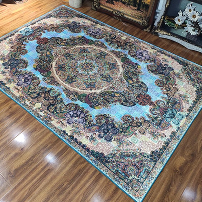 Moroccan Medallion Printed Rug Polyester Carpet Anti-Slip Backing Indoor Carpet for Home Decoration