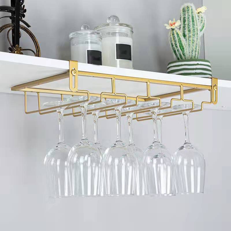 Contemporary Hanging Wine Glass Rack Stemware Holder for Kitchen