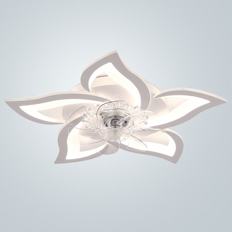 Metal Flower Shape Ceiling Fan Modern Style 5 Lights Ceiling Fans Fixtures