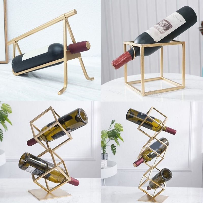 Metal Tabletop Wine Glass Rack Modern Gold Wine Holder for Kitchen