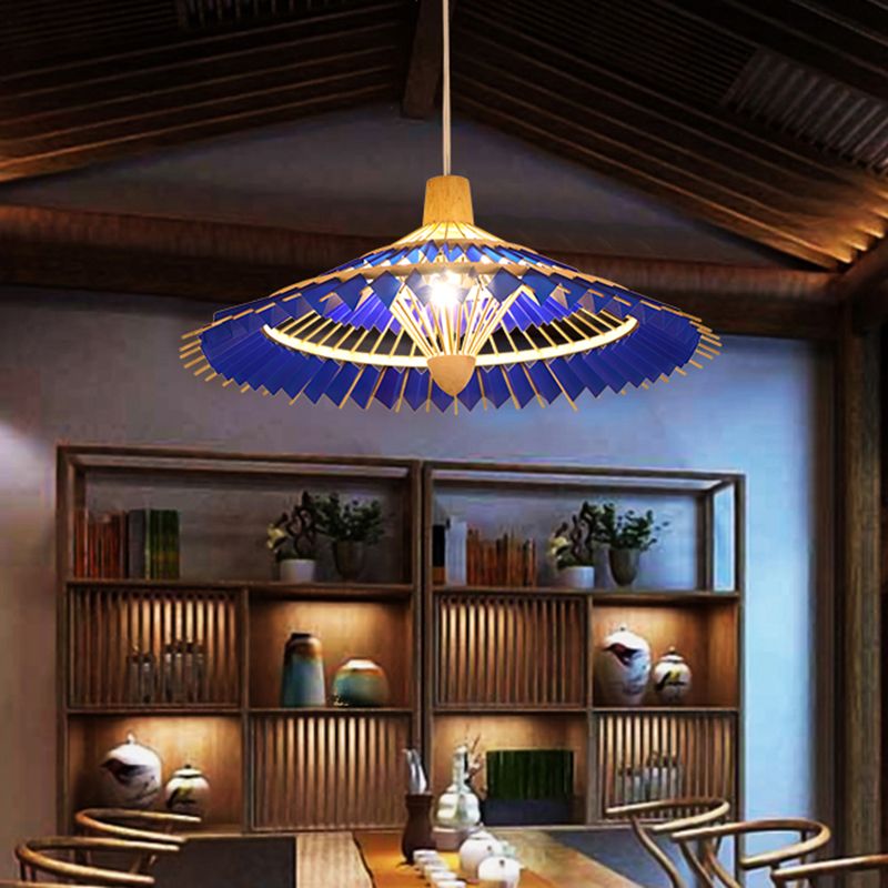 Bamboo Umbrella Ceiling Light Modern Single Hanging Pendant Lighting for Restaurant