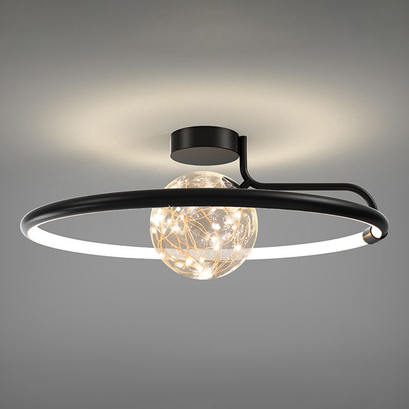 ANILLO Círculo Semi Flush Mount Lighture Simplicidad moderna Luz de montaje de techo Fixtura para dormitorio