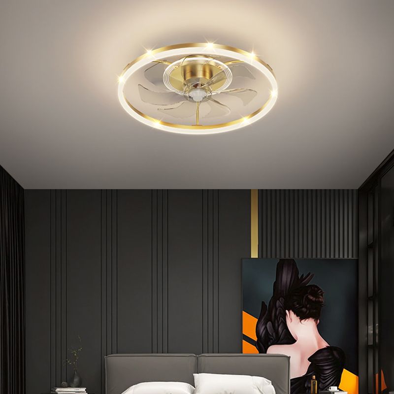 Finition doré plafond lampe à fans de fans minimaliste en métal LED semi-flinaire Light