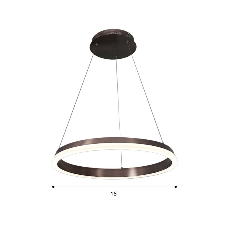 1/2-Head Bedroom Chandelier Lighting Fixture with Round Acrylic Shade Brown Ceiling Pendant