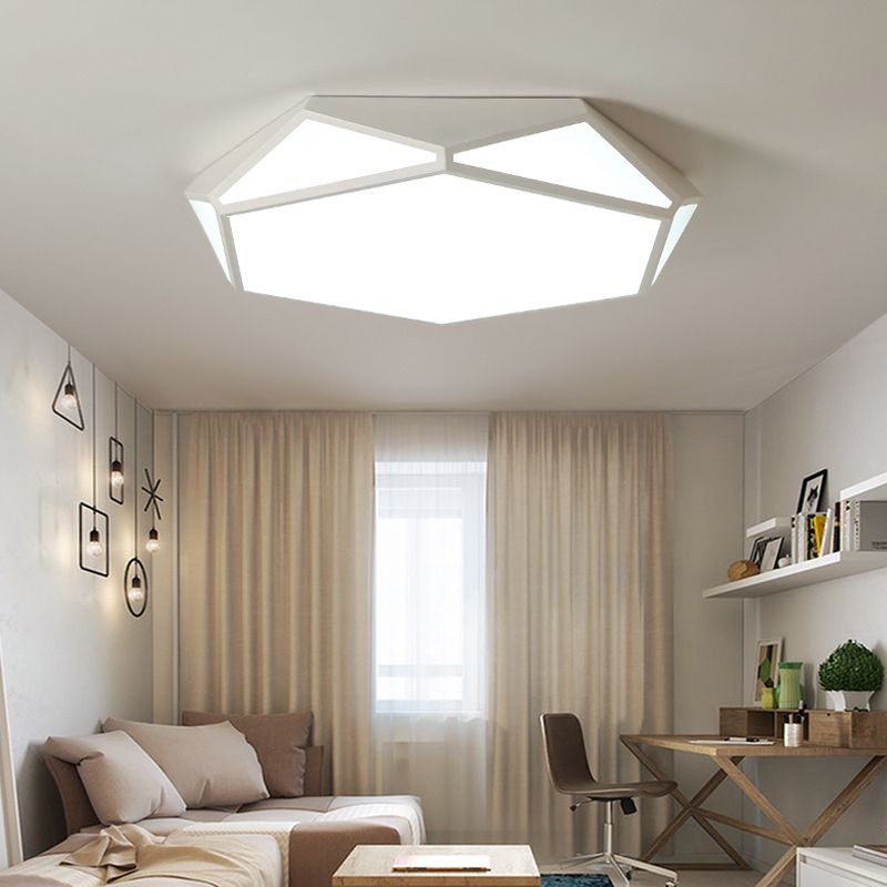 Contemporary 1 - Light Flush Mount in Matte White Geometric LED Ceiling Flush