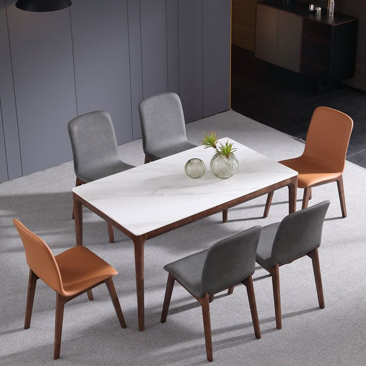 Modern 1/4/7 Pieces Dinette Set with White Sintered Stone Top Ash Wood Dining Table Set